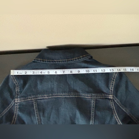 😍2/$20 American Eagle Sz XS Y2K Dark Bomber Denim Cotton Jean Jacket - Picture 7 of 9